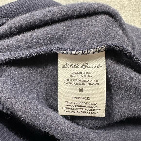 Eddie Bauer Navy Blue Long Sleeve Brushed Fleece Full Zip Hoodie Size Medium NWT - Picture 4 of 8